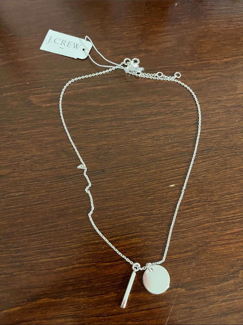 J. Crew Silver Disc & Bar Layered Pendant Necklace